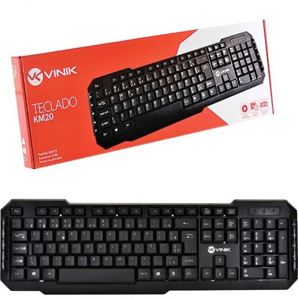 Teclado Vinik USB Multimídia KM20 Preto