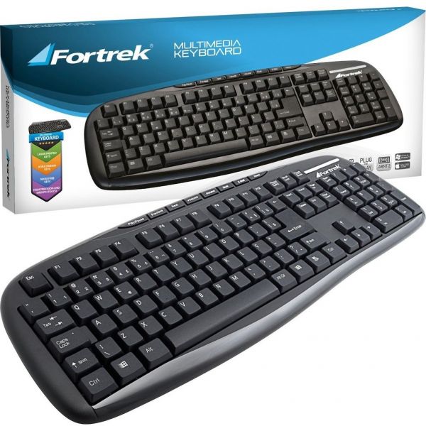 Teclado Fortrek Multimídia Usb Mk101 Preto E Prata