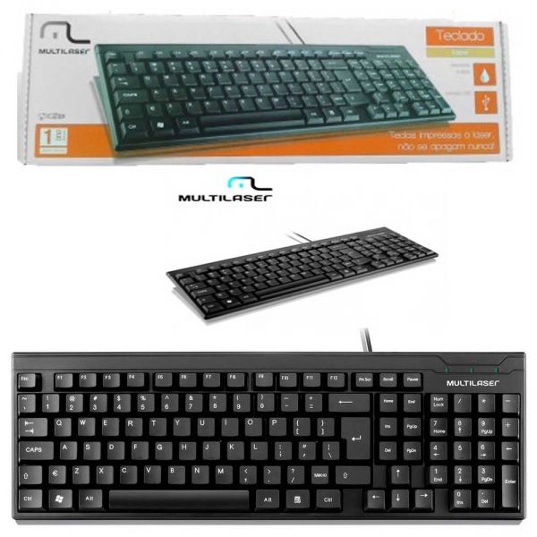 Teclado Multilaser Slim Preto Laser Usb - Tc193